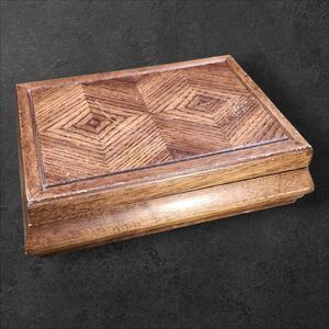 Vintage 70s Wooden Maple Orange Velvet Lined Jewelry Box 9.5”x13” Jay Import Co